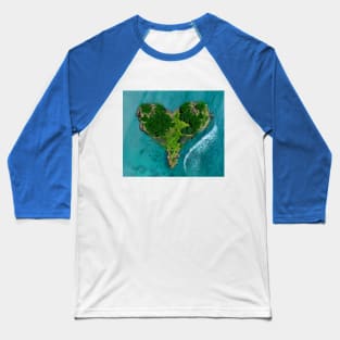 Blue Ocean Waves Heart Island Baseball T-Shirt